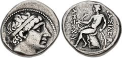 Greek SELEUKID EMPIRE. Antiochos I Soter. 281-261 BC. AR Tetradrachm (25mm, 16.43 g, 6h). Aï Khanoum mint. Struck circa 271-266 BC. Diademed head right / Apollo, testing arrow and resting hand on grou