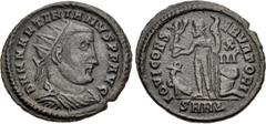 Roman Imperial Martinian. Usurper, AD 324. Æ Follis (21mm, 2.82 g, 6h). Nicomedia mint, 4th officina. D N M MARTINIANVS P F AVG, radiate, draped, and cuirassed bust right / IOVI CONS ERVATORI, Jupiter