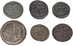 Selections from the DiMarzio Collection of London Mint Æs Lot of six (6) Æ Folles from Londinium (London) mint. . Includes: Severus II, As Caesar. RIC VI 63a; C&T 4.02.019 // Licinius I (2). RIC VI 24
