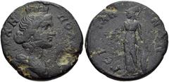 LYDIA, Germe. Pseudo-autonomous issue. Time of Gordian III, AD 238-244. Æ 21mm (5.73 g, 6h). Turreted and draped bust of Tyche right / Athena standing left, holding phiale, spear, and shield set on gr