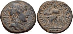 LYDIA, Saitta. Pseudo-autonomous issue. Time of Marcus Aurelius to Caracalla, circa AD 161-217. Æ 23mm (7.47 g, 6h). Laureate head of Demos right / Cybele seated left, holding phiale, resting elbow on