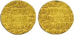 Egypt and Syria Burji Mamluks. al-Nasir Nasir al-Din Faraj. AH 801-808, 808-815 / AD 1399-1405, 1405-1412. AV Dinar (26.5mm, 10.16 g, 2h). Thughr Iskandariya mint. Dated AH 8[...]. Balog 634; Album 97