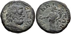 LYDIA, Magnesia ad Sipylum. Pseudo-autonomous issue. 2nd-3rd centuries AD. Æ 19mm (4.22 g, 12h). Bearded head of Mt. Sipylos right / Homonoia standing left, holding phiale and cornucopia. SNG Copenhag