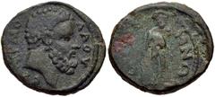 LYDIA, Hypaepa. Pseudo-autonomous issue. Time of Commodus, AD 177-192. Æ 18mm (4.00 g, 6h). Hermolaos, magistrate. Head of Herakles right / Asklepios standing facing, leaning on serpent-entwined staff