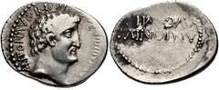 Mark Antony. Summer 32 BC. AR Denarius (21mm, 3.80 g, 12h). Athens mint. Bare head right; small P (signature) in hair below ear / Legend in two lines across field. Crawford 542/2; CRI 347; Sydenham 12