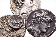 GREEK. Levant & the Near East. AR of Seleukid Kings of Syria. Includes: Antiochos X. AR Tetradrachm. Diademed head right / Zeus Nikephoros seated left // Philip I Philadelphos. AR Tetradrachm. Types a