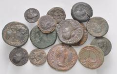 Large Lots ROMAN. Provincial-Imperial. Lot of fifteen (15) bronze issues. Includes: various types, rulers, and denominations, with one (1) Æ Sestertius of Orbiana. Fine to VF, some smoothed and tooled