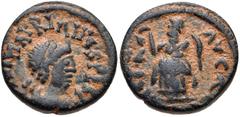 Majorian. AD 457-461. Æ 13mm (2.20 g, 10h). Mediolanum (Milan) mint. Pearl-diademed, draped, and cuirassed bust right / Victory advancing left, holding wreath and palm; [MD or DM]. Cf. RIC X 2645 and 