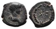 ROMAN IMPERIAL (Bronze, 1.40g 11mm) Traianus, Plotina, Marciana Traianus 98-117 AE-Quinar , Syrien ca. 115.