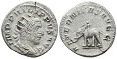 Roman Imperial Philippus I. Arabs. (247-249 AD). AR Antoninianus. Rome. Obv: IMP PHILIPPVS AVG. cuirassed bust of Philippus I. Arabs right. Rev: AETERNITAS AVGG. elephant left. Weight 3.23 gr - Diamet