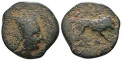 Greek Kings of Commagene. Samosata. Antiochos I. Theos. (69-34 BC). Æ Tetrachalkon. Obv: bust of Antiochos I. wearing tiara right. Rev: lion standing right. Weight 6,79 gr - Diameter 19 mm