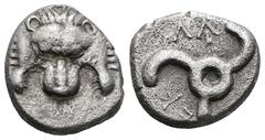 Greek Dynasts of Lycia AR Tetrobol. Perikles, circa 390-375 BC. Facing lion's scalp / Triskeles. Weight 2,55 gr - Diameter 12 mm.