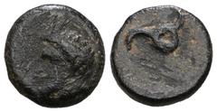Greek DYNASTS of LYCIA. Perikles. Circa 380-360 BC. Æ. Horned head of Pan left / Triskeles. Weight 1,77 gr - Diameter 10 mm.