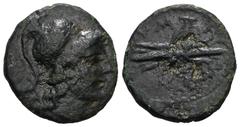 Greek LYCIA. Olympus. 168 and -78 BC. AE. Helmeted head of Athena to right. Rev. Thunderbolt. ΟΛΥΜΠΗΝΩΝ. Weight 3,28 gr - Diameter 15 mm.