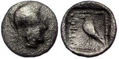 Greek LYCIA. Uncertain Dynast circa 400-300 BC. AR Tetartemorion Head of Athena right Rev: Eagle standing left within pelleted square within incuse square, unclear legend Winsemann-Falghera (Vismara I