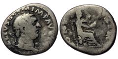 Roman Imperial Vitellius (69) AR Denarius, Rome A VITELLIVS GERM IMP AVG TR P - laureate head of Vitellius right. Rev: PONT MAXIM - Vesta, veiled, seated on throne right, holding patera and scepter RI