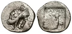 Greek (Silver. 2.19 g. 16 mm) Lycia, Phaselis AR Drachm. 190-168 BC. Laureate head of Apollo right Rev: Lyre; hem-hem crown of Isis to left, torch to right, all within incuse square. BMC 16