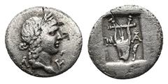 Greek (Silver. 1.49g. 15mm) Lycia. Masikytes. Lycian League circa 35-30 BC. Hemidrachm AR Diademed head of Apollo right, Rev: kithara, within incuse square. Troxell Period IV, Series 4, 103; RPC 3304.