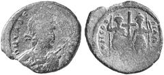 THE ANCIENT WORLD ROMAN IMPERIAL COINAGE No.: 330 Estimate: USD 500 Valentinian III, 425-455 AD. AE 2. Cherson. Helmeted, diademed bearded half-bust r. with spear and shield / Nimbate emperors stdg hl