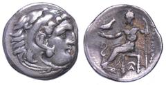 MONETE GRECHE REGNO DI MACEDONIA. ALESSANDRO III MAGNO, 336-323 a.C., Dracma. Lampsaco. Testa a d. con leontè. R/ Zeus Etoforo seduto a s. regge lungo scettro; sotto, A. Price 1372. g. 4,00. Diam. mm.