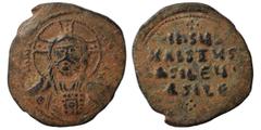 Byzantine Anonymous, time of Basil II and Constantine VIII, 1020-1028. Follis (bronze, 11.22 g, 31 mm), Constantinople, class A3. +EMMA-NOVHΛ bust of Christ facing, wearing nimbus cruciger with voided