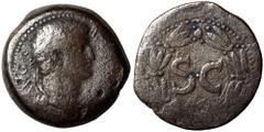 Roman Provincial SYRIA, Seleucis and Pieria. Antioch. Otho, 69. As (bronze, 17.33 g, 29 mm). [IMP M OTHO CAE] AVG Laureate head of Otho to right. Rev. Large S C within laurel wreath. RPC I 4318. Good 