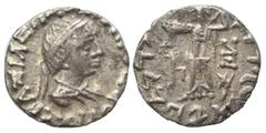 Indo Greek BAKTRIA. Indo-Greek Kingdom. Zoilos III Soter, circa 45-35 BC. Drachm (silver, 1.66 g, 16 mm). Diademed and draped bust right. Rev. Athena Alkidemos advancing left; kharoshthi letter in lef