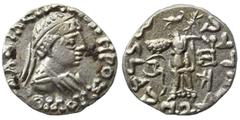 Indo Greek BAKTRIA. Indo-Greek Kingdom. Zoilos III Soter, circa 45-35 BC. Drachm (silver, 2.23 g, 16 mm). Diademed and draped bust right. Rev. Athena Alkidemos advancing left; kharoshthi letter in lef