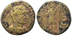 Roman Provincial PISIDIA. Sagalassos. Macrinus, 217-218. Ae (bronze, 7.07 g, 23 mm). AYT K M OΠ MAKPINOC CE Radiate, draped and cuirassed bust of Macrinus. Rev. ϹΑΓΑΛΑϹϹƐⲰΝ Mên standing left, holding 