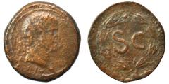Roman Provincial SYRIA, Seleucis and Pieria. Antioch. Galba, 68-69. Ae (bronze, 11.37 g, 30 mm). [IM·SER·SVL·GALBA·CAE] Laureate head of Galba to right. Rev. Large S C within laurel wreath. RPC I 4314