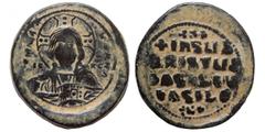 Byzantine Anonymous, time of Basil II and Constantine VIII, 1020-1028. Follis (bronze, 18.09 g, 37 mm), Constantinople. +EMMA-NOVHΛ bust of Christ facing, wearing nimbus cruciger with voided box in ea