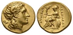 Greek KINGS OF THRACE. (Macedonian). Lysimachos. (305-281 BC). Gold Stater .Pella, (286/5-282/1.) Obv: Head of Alexander the Great to right, with horn of Ammon over his ear. Rev. BAΣIΛEΩΣ ΛΥΣIMAXOΥ At