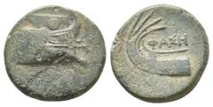 Greek LYCIA. Phaselis. (Circa 250-221/0 BC). Ae. Obv: Prow of galley right. Rev: ΦΑΣΗ. Stern of galley left. Heipp-Tamer B26; SNG Copenhagen 123. Condition: VF. Weight: 4.80 g. Diameter: 17.50 mm.
