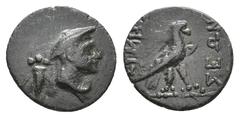 Greek LYCIA. Termessos minor. (Circa 1st BC). Ae. Obv: Draped bust of Hermes right, wearing petasos; behind, bee. Rev: ΤΕΡΜH / ΣΣΕΩΝ. Eagle standing right on kerykeion. SNG Copenhagen 143; Imhoof-Blum