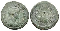 Roman Provincial BITHYNIA, Cius. Orbiana, reign of Severus Alexander, 222-235 AD. AE. Obv: ΓΝ ⳞΕ ΒΑΡ ΟΡΒΙΑΝΗ ΑΥ. Draped bust of Orbiana, r. Rev: ΚΙΑΝΩΝ. Galley with five? rowers, l. Unpublished. Accor