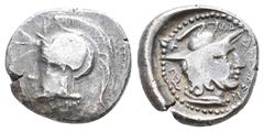 GREEK LYCIA Dynast of Patara "VAKHSSARA" (430-400 BC) AR. half-stater Obv: Head of Athena r. in crested Athenian helmet: border of dots Rev: Head of Hermes r., wearing winged petasos and eblamys faste