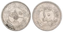 Ottomans OTTOMAN. Mehmed V, AH 1327-1336 / 1909-1918 AD. Qustantiniya mint. Dated AH 1327. AR 10 Para. 2.63g 18.6m