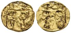 BYZANTINE SILK ROAD. Uncertain. GOLD Bracteate (5th-8th centuries AD). Imitating a Byzantine solidus. ( 0.79 g. 21.6 mm ).