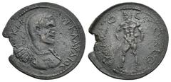 Roman Provincial PISIDIA. Seleucia Sidera. Claudius II Gothicus. 268-270 AD. Æ. Obv: Laureate and cuirassed bust right, viewed from the front. Rev: KΛAΥΔIO CEΛEΥKEΩN. Herakles standing left, leaning o
