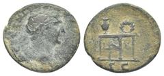 Roman Imperial TRAJAN (98-117 AD). AE, Semis. Struck circa 98-102 AD. Rome. Obv: Legend illegible. Laureate bust of Trajan, right. Rev: S C. Agonistic gaming table, on which rest palm-branch in prize-