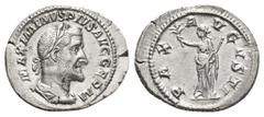 Roman Imperial MAXİMİNUS THRAX. (235-238 AD). AR, Denarius. Rome. Obv: MAXIMINVS PIVS AVG GERM Laureate, draped and cuirassed bust of Maximinus I to right, seen from behind. Rev: PAX AVGVSTI Pax, drap