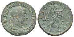 Roman Imperial MAXIMINUS THRAX (235-238 AD). AE, Sestertius. Rome. Obv: IMP MAXIMINVS PIVS AVG. Laureate, draped and cuirassed bust of Maximinus Thrax, right. Rev: VICTORIA AVG / S - C. Victory advanc