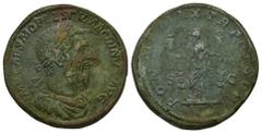 Roman Imperial Macrinus, 217-218 AD. AE, Sestertius. Rome. Obv: IMP CAES M OPEL SEV MACRINVS AVG. Bust of Macrinus, right; laureate, draped and cuirassed. Rev. PONTIF MAX TR P COS P P / S C. Fides sta