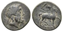 Greek LYCIA. Choma (1st Century BC) Ae. Obv:Laureate head of Zeus right. Rev: ΧΩ Rider on galloping horse right, club in raised right hand. BMC 49,1 var. (zeus left) Rare Condition: Fine/VF. Weight: 4