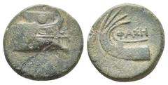 Greek LYCIA. Phaselis. (Circa 250-221/0 BC). Ae. Obv: Prow of galley right. Rev: ΦΑΣΗ. Stern of galley left. Heipp-Tamer B26; SNG Copenhagen 123. Condition: VF. Weight: 4.80 g. Diameter: 17.50 mm.