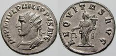 RöMISCHE MüNZEN Kaiserliche Prägungen Philippus I. Arabs No: 737 Schätzpreis/Estimation DM 500.- Philippus I. Arabs, 244 - 249. Antoninian 244/246, Antiochia. Büste (n. l.) / Aequitas mit Waage und Fü