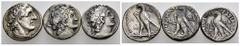 ANTIKE LOTS Griechische Münzen Reich der Ptolemaier Ptolemaios I. Soter. Tetradrachme, Alexandria. Dazu 2 Tetradrachmen verschiedener ptolemaischer Herrscher. 3 Stück Schön - sehr schön.