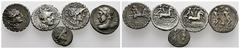 ANTIKE LOTS Römische Republik 4 Denare in hübscher Qualität, dazu 1 Quinar. 5 Stück Schön - sehr schön