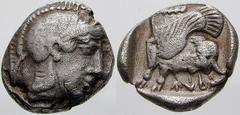 GRIECHISCHE MÜNZEN Lykien No.: 176 Schätzpreis-Estimation: EUR 350.- Dynast Kherei. Tetrobol 440/410 v. Chr., unbestimmte Münzstätte. Ähnlich wie vorher. Vismara -; Babelon, Traité - (vgl. II/2, 357 -