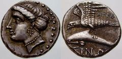 GRIECHISCHE MÜNZEN (GREEK COINS) -Paphlagonien -Sinope 83. Drachme 365/322 v. Chr., Magistrat Agreus. Kopf der Nymphe Sinope / Adler auf Delphin. Waddington et al., Rec. Gen. Tf. XXV, 20. 5.01 g. Vorz
